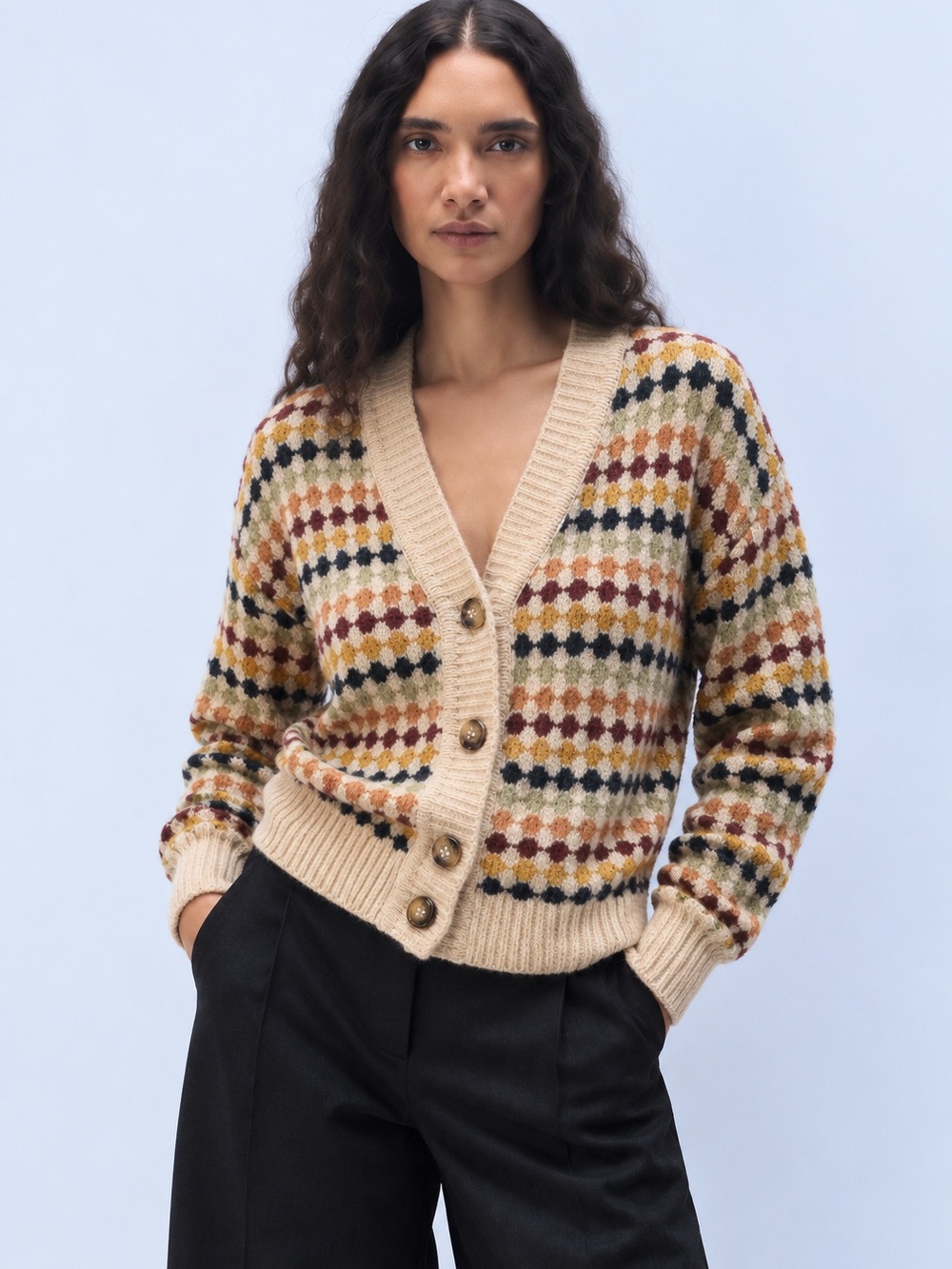 Grandpacore Fair Isle Cardigan Cottagecore Cozy Folk Knit Sweater